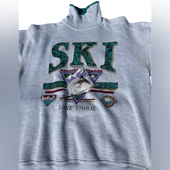 Vintage Ski Lake Tahoe crew/turtleneck sz L - Picture 2 of 7